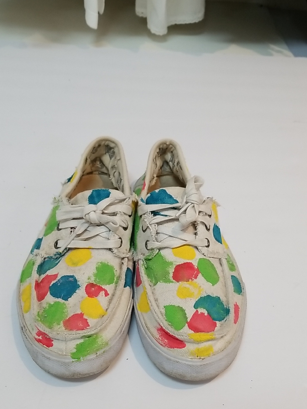 Women's Canvas Sneakers with Multicolor Paint-Spot Design